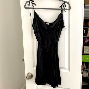 Black, silk slip dress in Medium